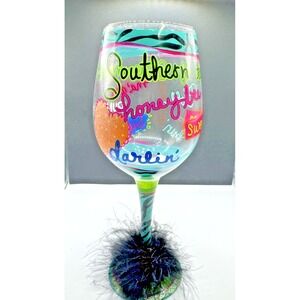 Southern Terms of Endearment by Sassy & Southern Hand Painted Novelty Wine Glass